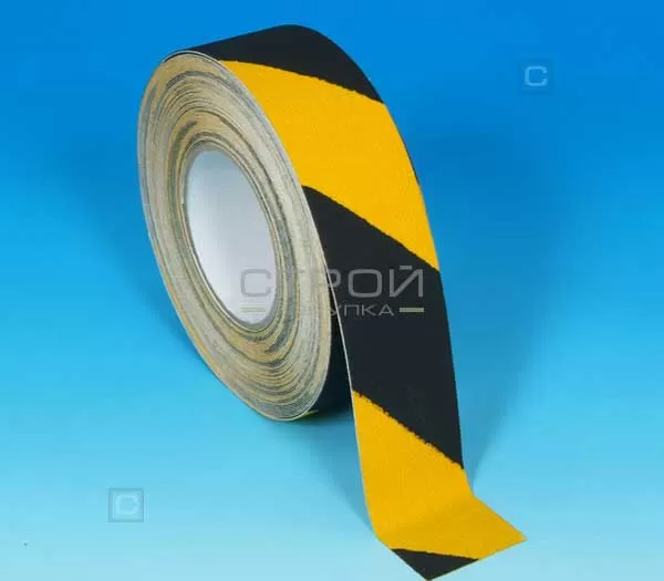 Желто-черная противоскользящая лента шириной 5 см