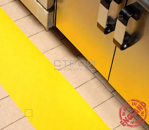 Желтая лента виниловая самоклеющаяся, противоскользящая Resilient, Ширина: 10см, Длина: 18,3 метра