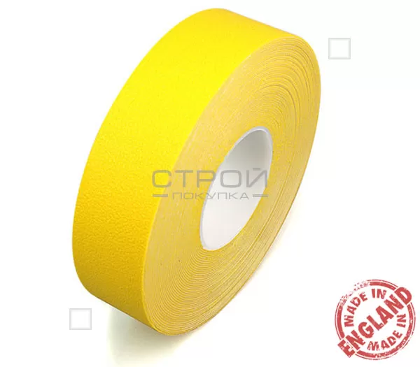 Рулон желтой ленты виниловой самоклеющейся Resilient, предназначенной против скольжения.  Ширина: 5 см, Длина: 9 метров