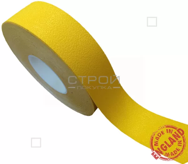 Рулон противоскользящей желтой ленты с  виниловой самоклеющейся основой. Ширина: 5 см, Длина: 18,3 метра.