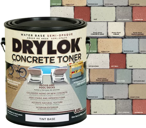 Полупрозрачная колеруемая пропитка для камня и бетона Concrete Stain and Toner Drylok.