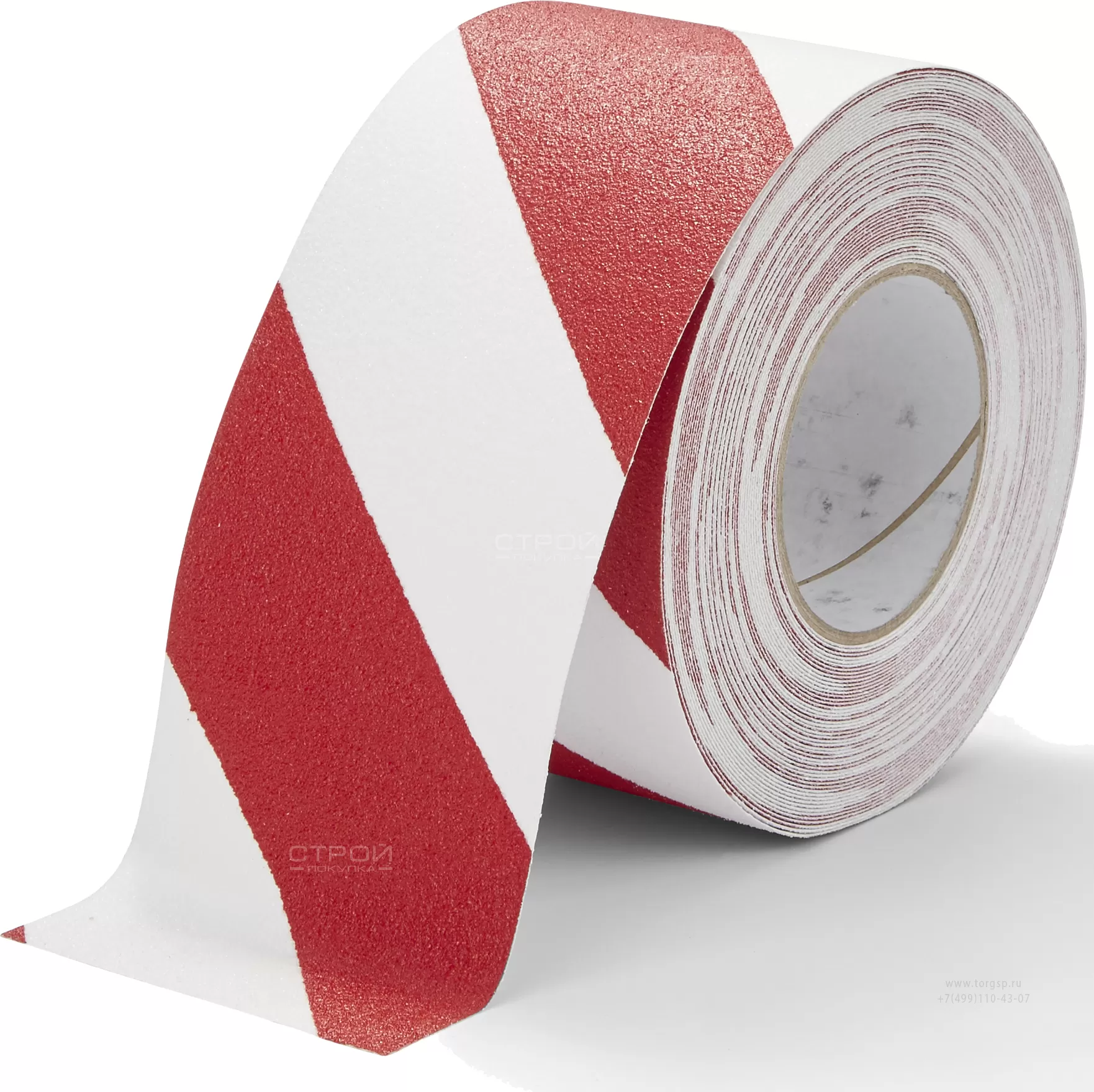 Лента Heskins самоклеющаяся красно-белая с абразивной поверхностью против скольжения, ширина 10 см