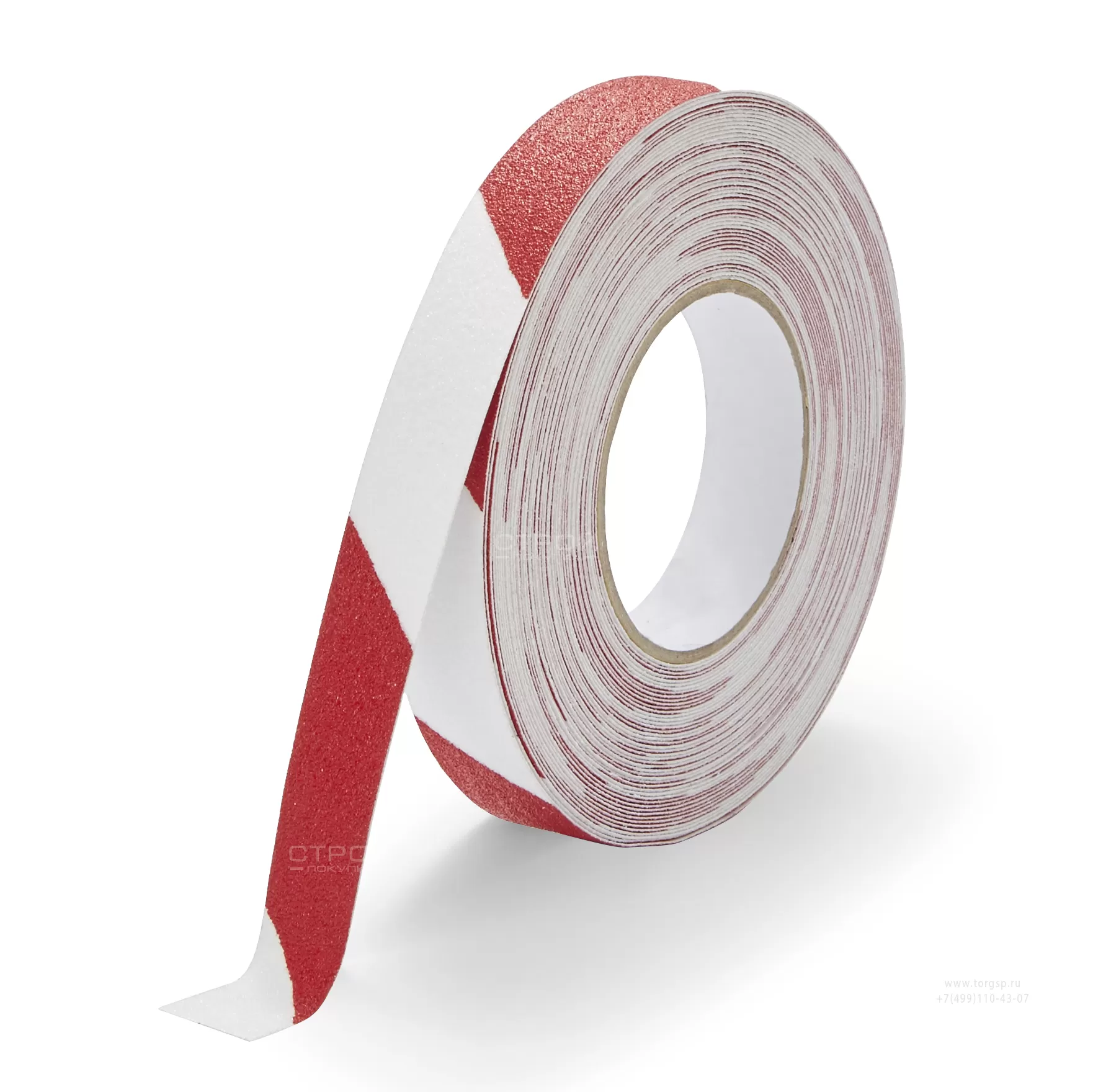 Лента Heskins самоклеющаяся красно-белая с абразивной поверхностью против скольжения, ширина 2,5 см
