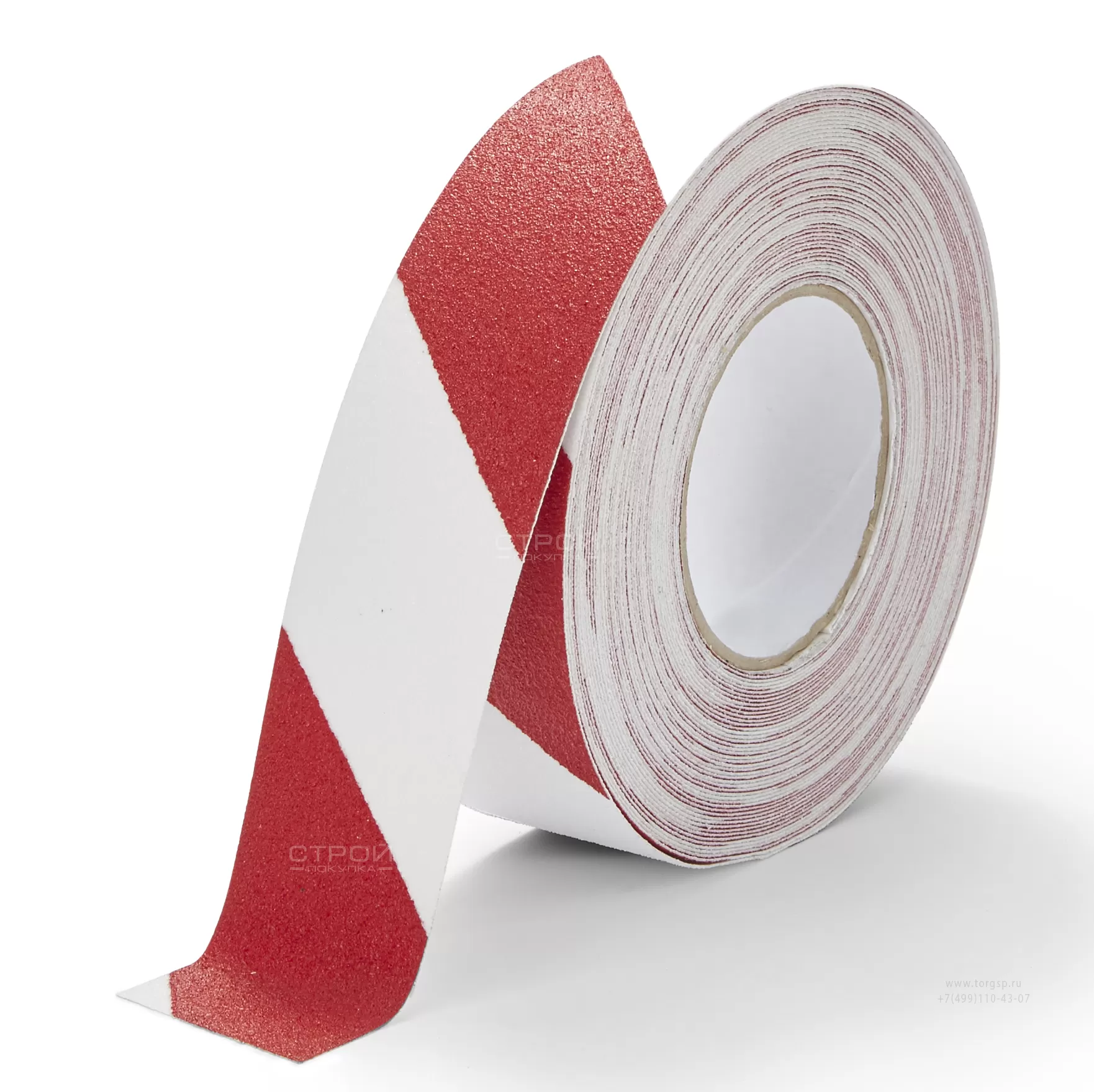 Лента Heskins самоклеющаяся красно-белая с абразивной поверхностью против скольжения, ширина 5 см