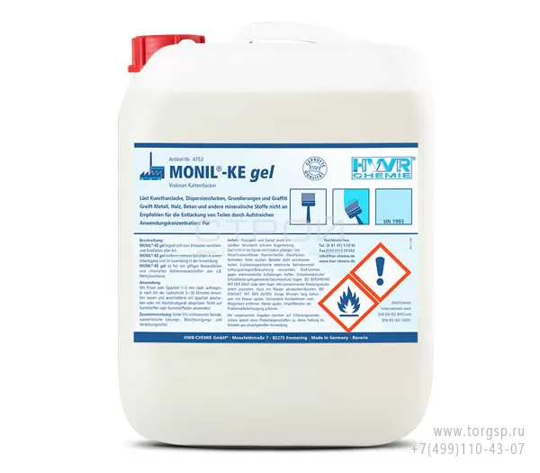 Очиститель краски и лака MONIL-KE гель - вязкое средство без запаха снимающее финишные покрытия с поверхностей не повреждая их.