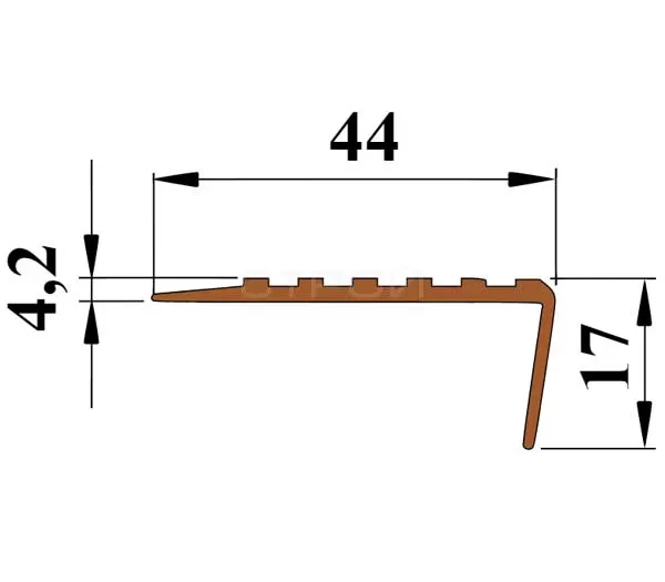 Технические размеры противоскользящей накладки на угол ступени - Next У44.