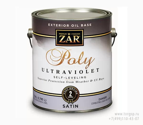 Бесцветный полиуретановый лак для внутренних работ ZAR Exterior Oil Base Poly Ultraviolet