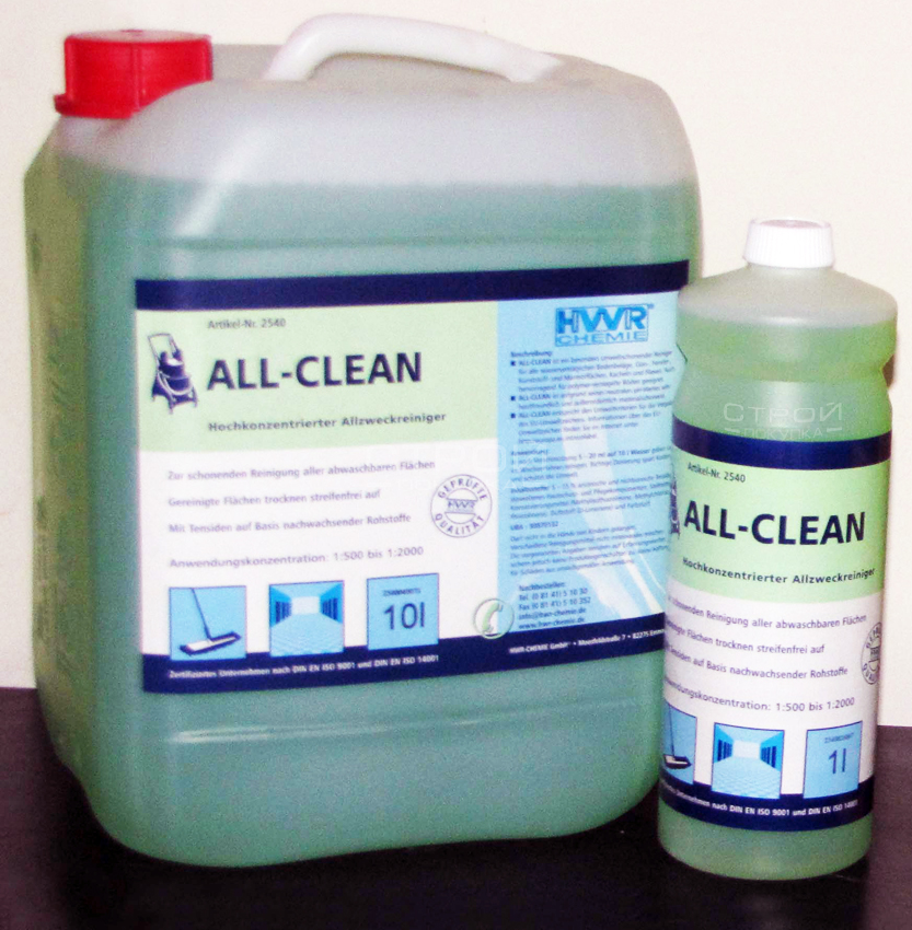 Универсальный щелочной очиститель All-Clean в фасовке 1 и 10 литров.