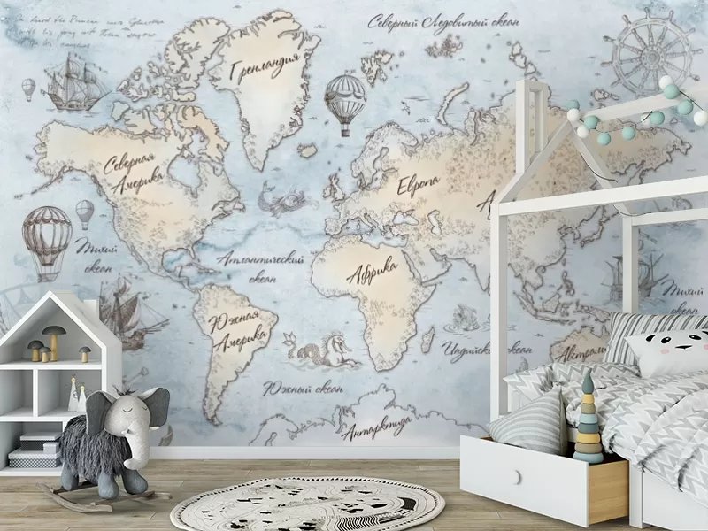 Фотообои Карта мира - купить обои карта мира на стену в Украине