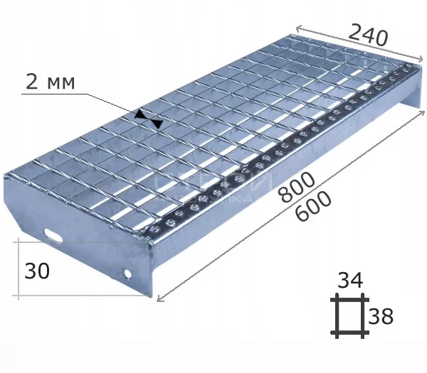 Ступениизсварногонастила,SP34х3830x2Zn600х800-240мм