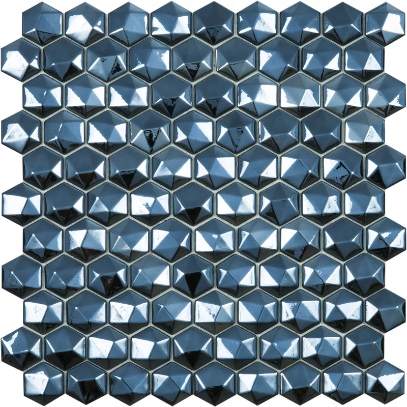Черная мозаика Honey Diamond Hexagon из стекла -Мозаика Hex Diamond № 358D Черный