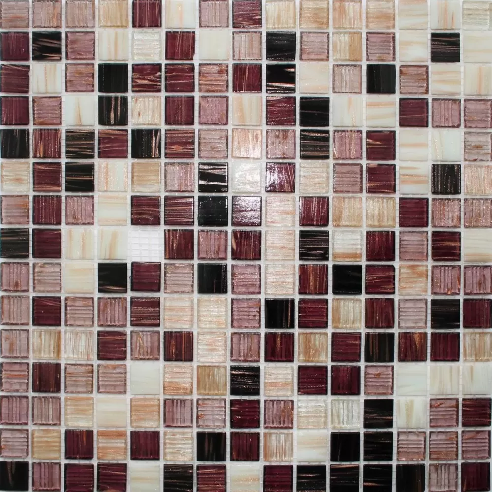 коричнево-бордовый микс мозаики с добавление бежевых чипов