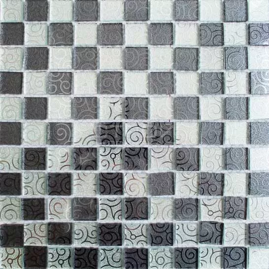 зеркальная мозаика шахматкой с орнаментом
