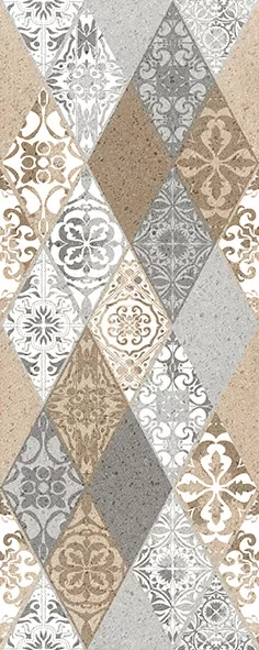 Невада Панно тип-1 20х50 декор настенный микс бежевого и серого цветов с орнаментом